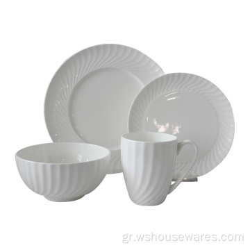 Λευκό Stoneware απλό και κομψό Dinnerset Ceramic Hotel